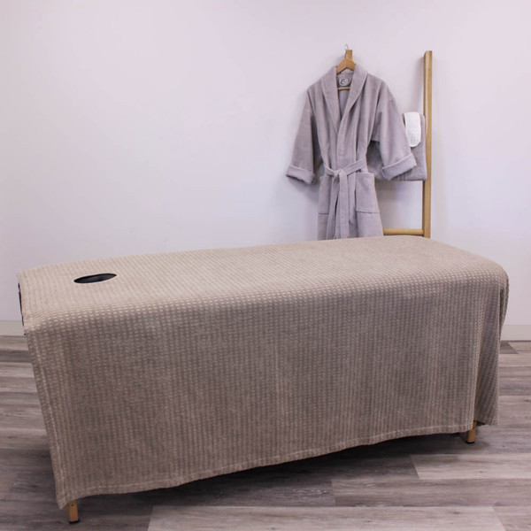 Serenity Couch Cover, Falls to Floor, Waffle patter, 350gsm, Pebble, Spa, BC SoftWear